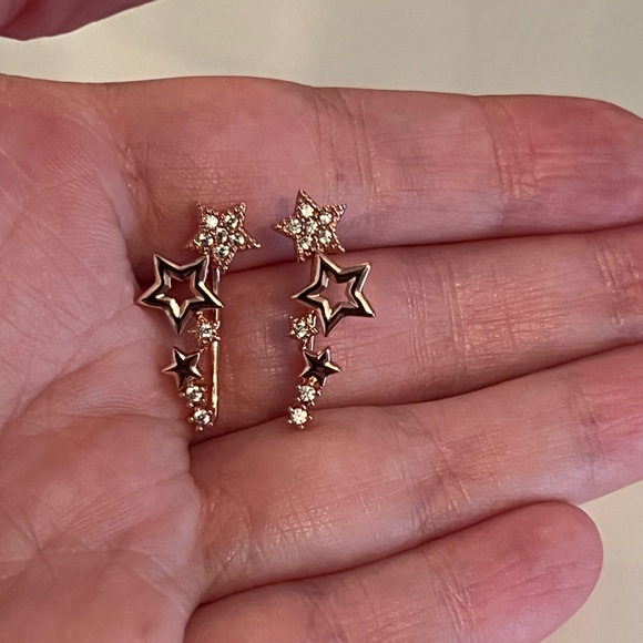 Rose Gold Diamond Star Ear Climbers - Picture 5 of 6